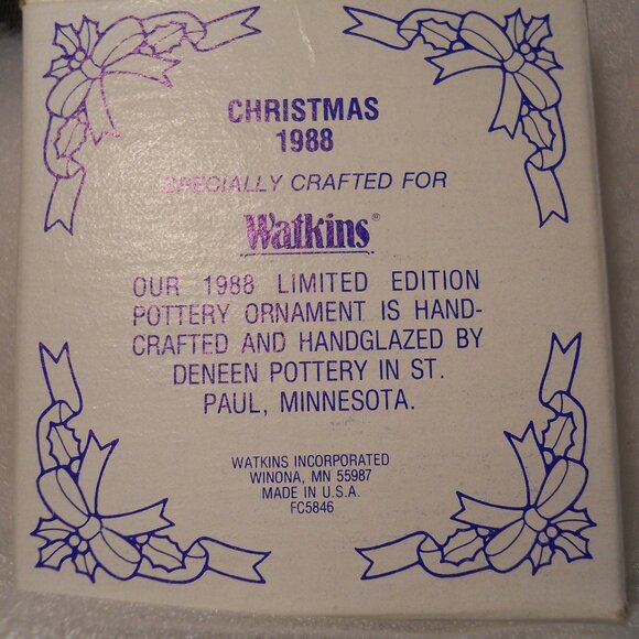 Vintage Watkins - Christmas 1988 Ornament               cl11-18 - Picture 2 of 2